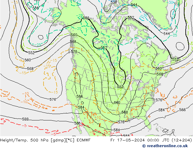 Z500/Yağmur (+YB)/Z850 ECMWF Cu 17.05.2024 00 UTC