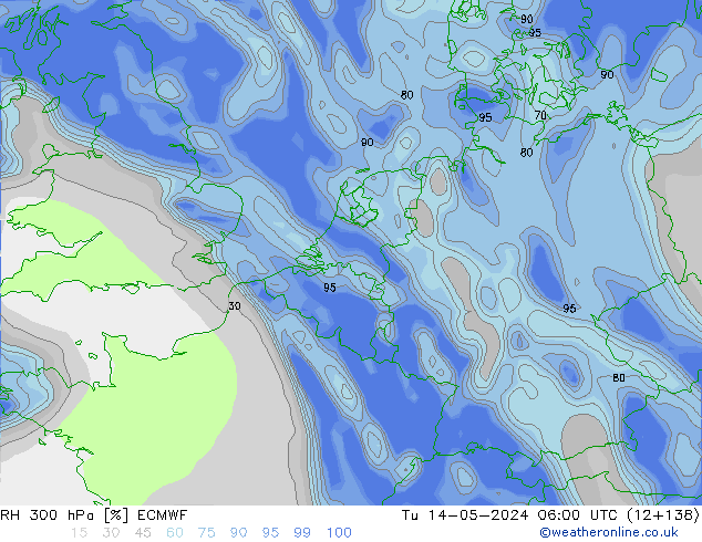 RH 300 hPa ECMWF  14.05.2024 06 UTC