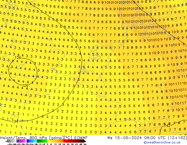 Z500/Rain (+SLP)/Z850 ECMWF mer 15.05.2024 06 UTC