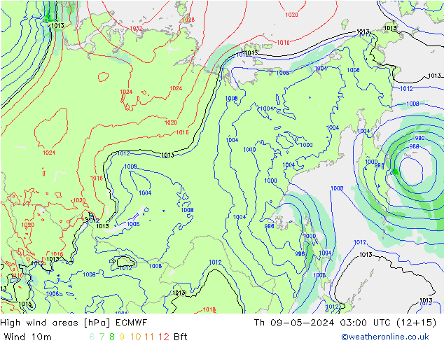 High wind areas ECMWF Th 09.05.2024 03 UTC