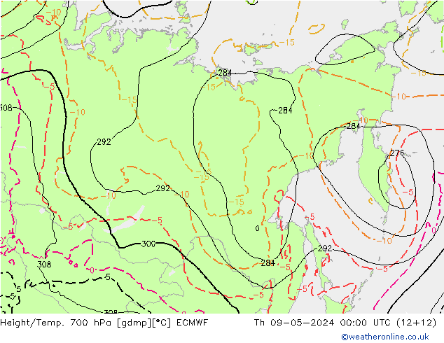 Hoogte/Temp. 700 hPa ECMWF do 09.05.2024 00 UTC