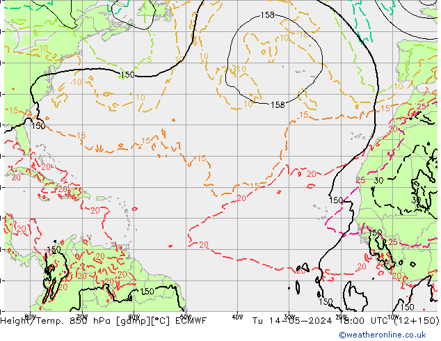 Z500/Regen(+SLP)/Z850 ECMWF di 14.05.2024 18 UTC