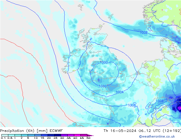 Z500/Regen(+SLP)/Z850 ECMWF do 16.05.2024 12 UTC