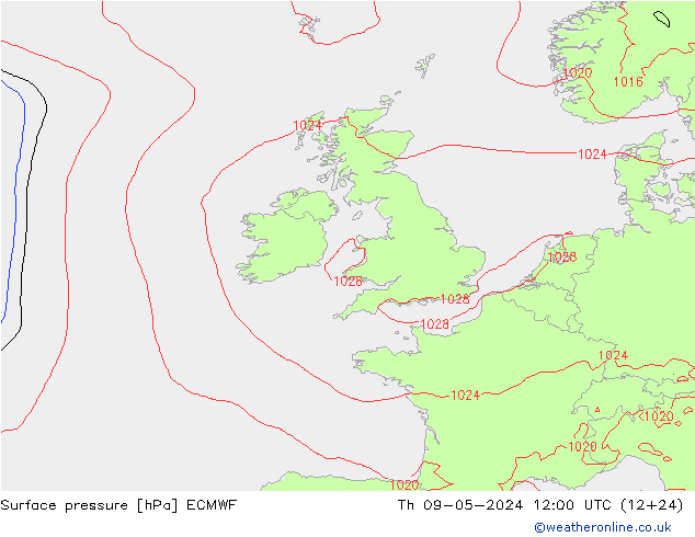 Luchtdruk (Grond) ECMWF do 09.05.2024 12 UTC