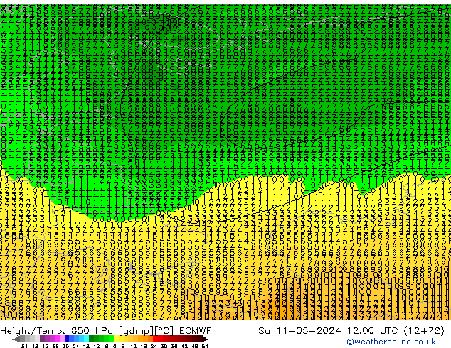 Z500/Yağmur (+YB)/Z850 ECMWF Cts 11.05.2024 12 UTC