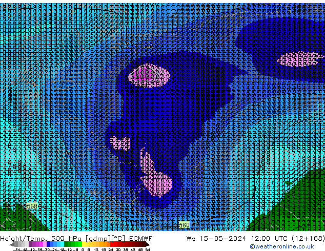 Z500/Rain (+SLP)/Z850 ECMWF ��� 15.05.2024 12 UTC