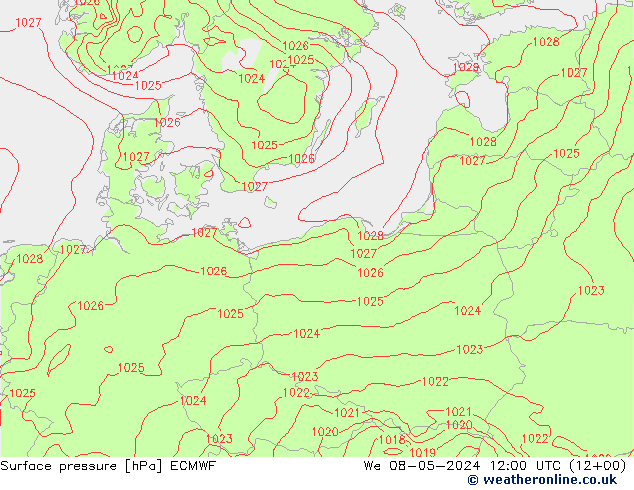 ciśnienie ECMWF śro. 08.05.2024 12 UTC