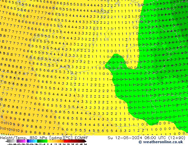 Height/Temp. 850 hPa ECMWF  12.05.2024 06 UTC