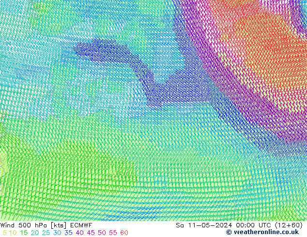 Wind 500 hPa ECMWF Sa 11.05.2024 00 UTC