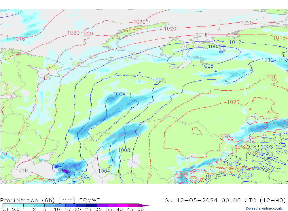 Z500/Rain (+SLP)/Z850 ECMWF  12.05.2024 06 UTC