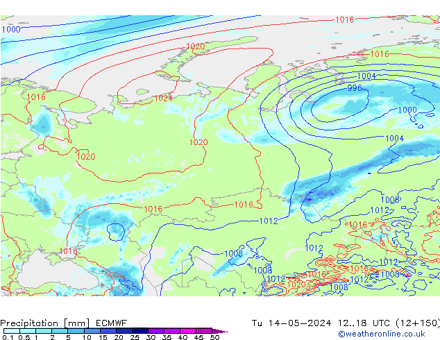 precipitação ECMWF Ter 14.05.2024 18 UTC