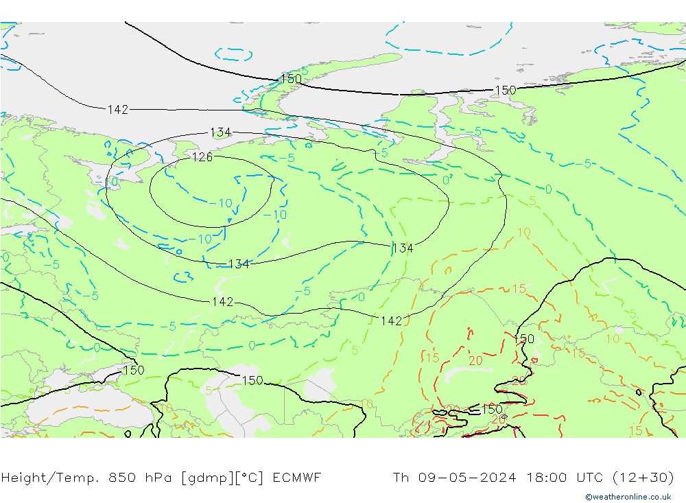 Yükseklik/Sıc. 850 hPa ECMWF Per 09.05.2024 18 UTC