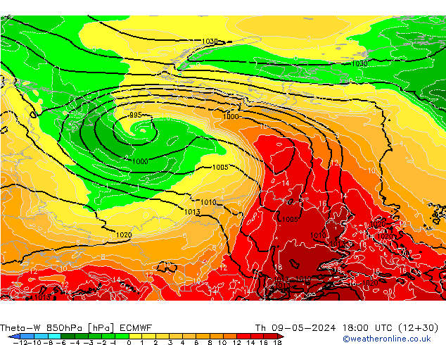 Theta-W 850hPa ECMWF  09.05.2024 18 UTC