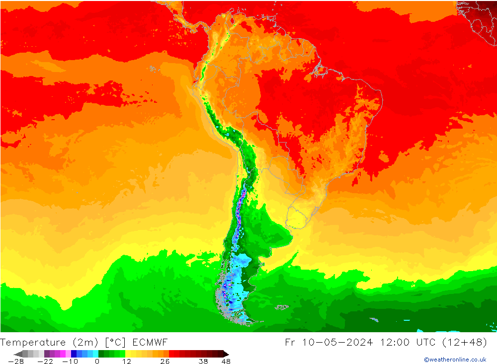 Temperature (2m) ECMWF Fr 10.05.2024 12 UTC