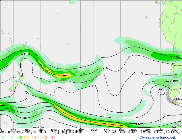 Jet stream ECMWF Qua 08.05.2024 18 UTC