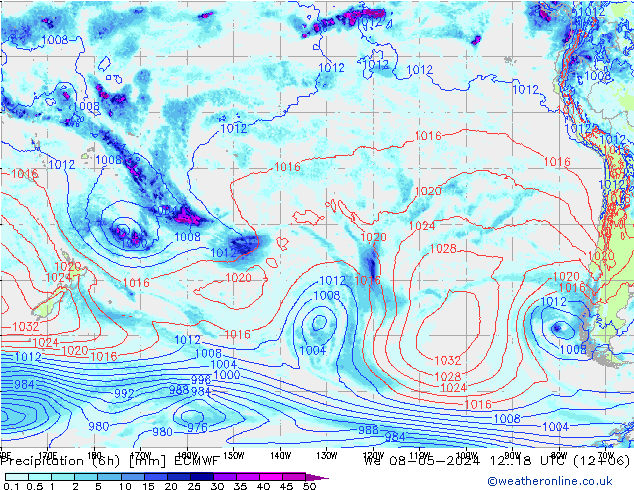 Prec 6h/Wind 10m/950 ECMWF We 08.05.2024 18 UTC