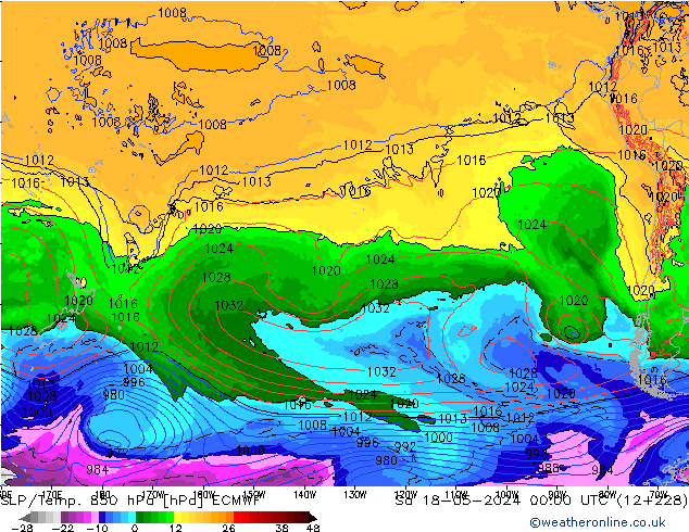 SLP/Temp. 850 hPa ECMWF Sa 18.05.2024 00 UTC