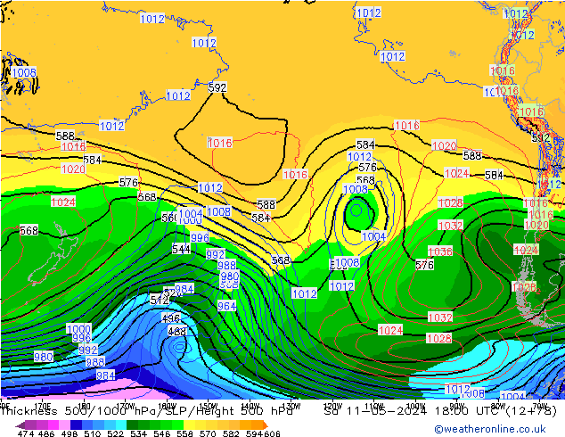 Thck 500-1000hPa ECMWF so. 11.05.2024 18 UTC