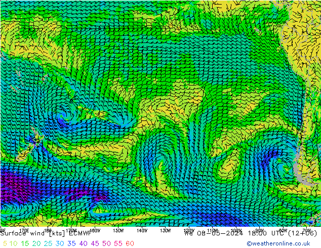 Prec 6h/Wind 10m/950 ECMWF We 08.05.2024 18 UTC