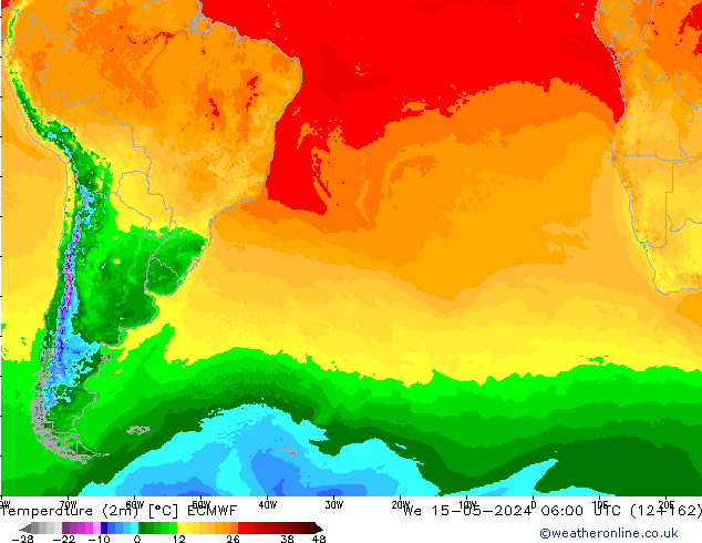 Sıcaklık Haritası (2m) ECMWF Çar 15.05.2024 06 UTC