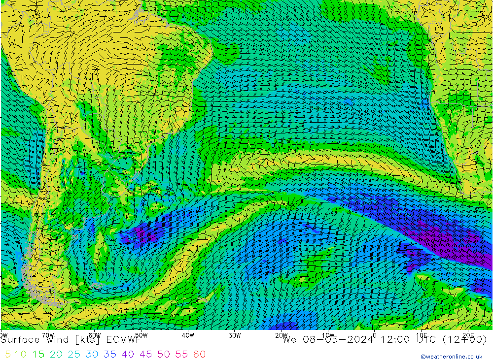 Viento 10 m ECMWF mié 08.05.2024 12 UTC