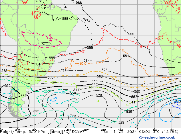 Z500/Yağmur (+YB)/Z850 ECMWF Cts 11.05.2024 06 UTC