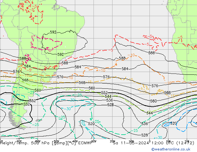 Z500/Regen(+SLP)/Z850 ECMWF za 11.05.2024 12 UTC