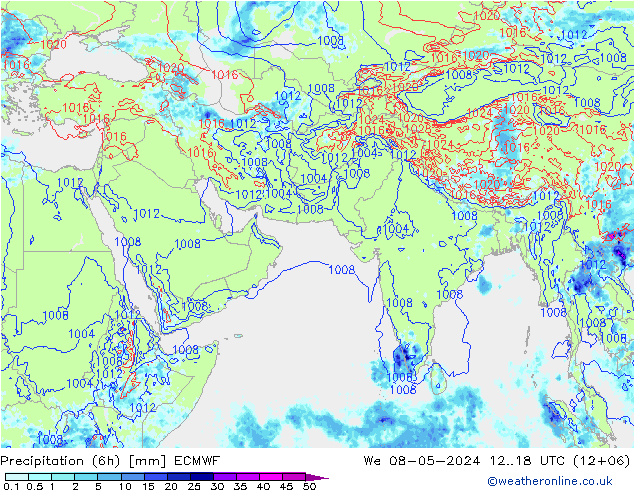 降水量 (6h) ECMWF 星期三 08.05.2024 18 UTC