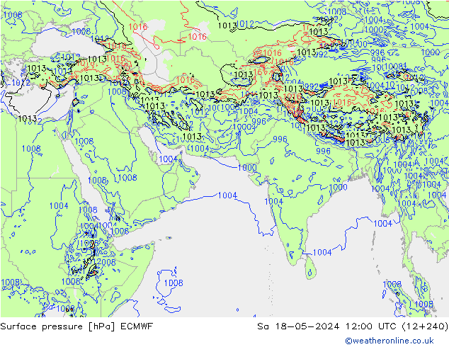 Surface pressure ECMWF Sa 18.05.2024 12 UTC