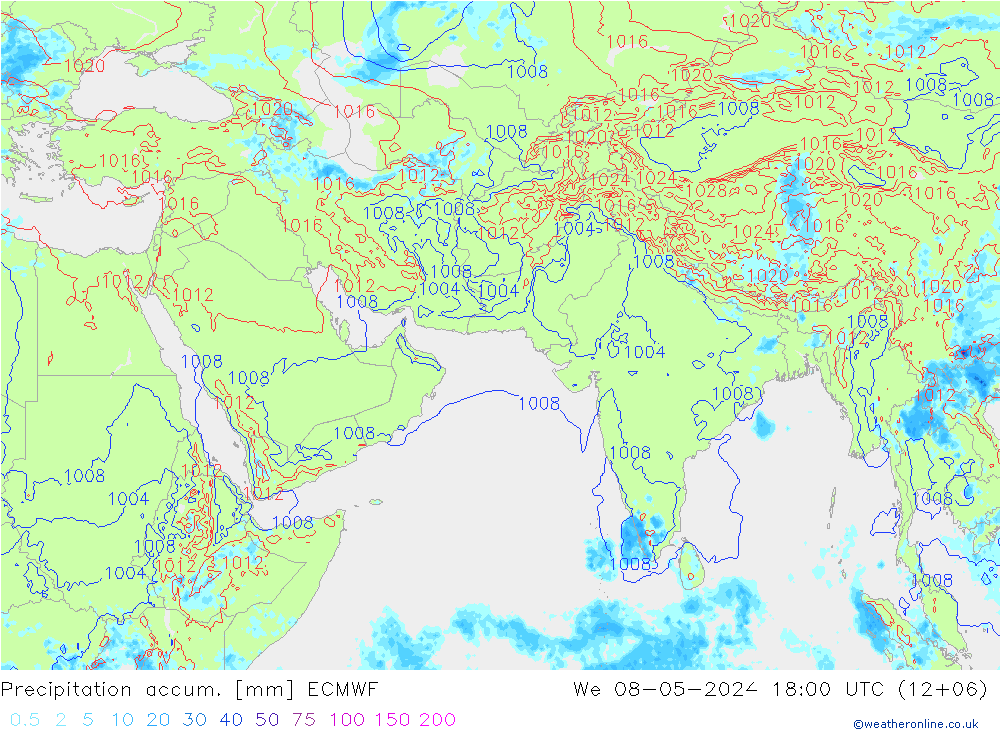 Precipitation accum. ECMWF  08.05.2024 18 UTC