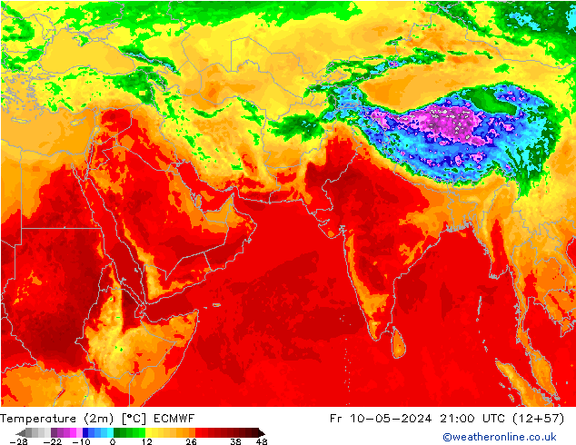 Temperatura (2m) ECMWF Sex 10.05.2024 21 UTC