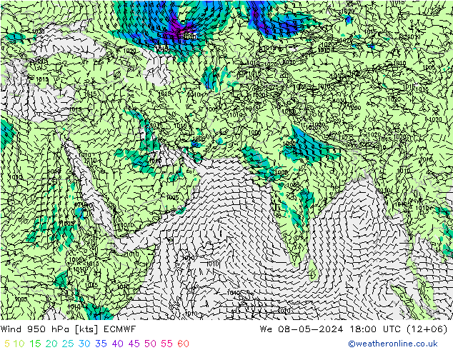 风 950 hPa ECMWF 星期三 08.05.2024 18 UTC