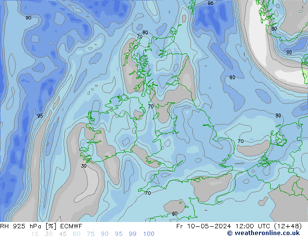 RH 925 hPa ECMWF pt. 10.05.2024 12 UTC