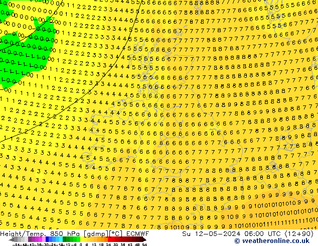 Height/Temp. 850 hPa ECMWF  12.05.2024 06 UTC