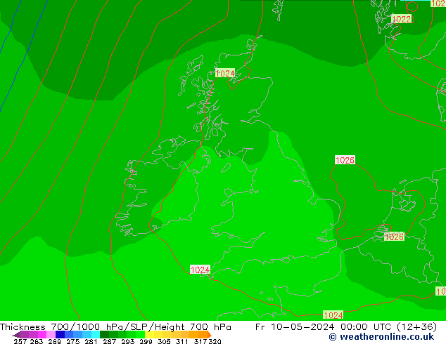 Thck 700-1000 hPa ECMWF Fr 10.05.2024 00 UTC