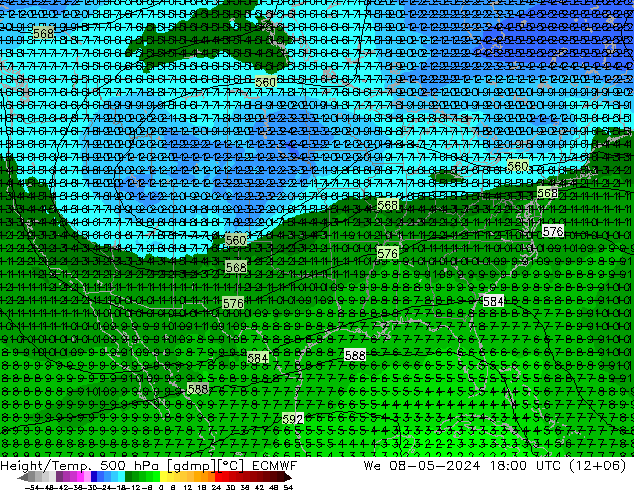 Z500/Regen(+SLP)/Z850 ECMWF wo 08.05.2024 18 UTC