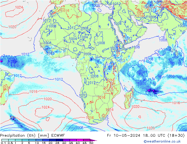 Z500/Rain (+SLP)/Z850 ECMWF  10.05.2024 00 UTC