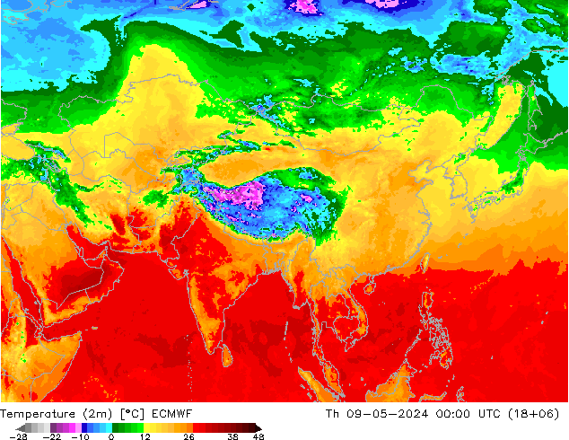 карта температуры ECMWF чт 09.05.2024 00 UTC