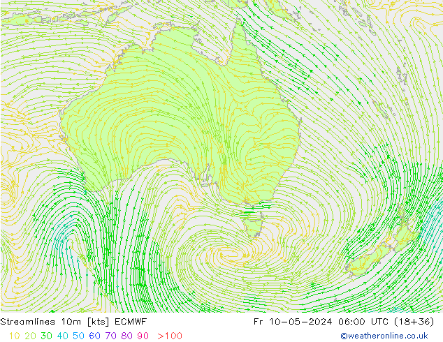 Stroomlijn 10m ECMWF vr 10.05.2024 06 UTC