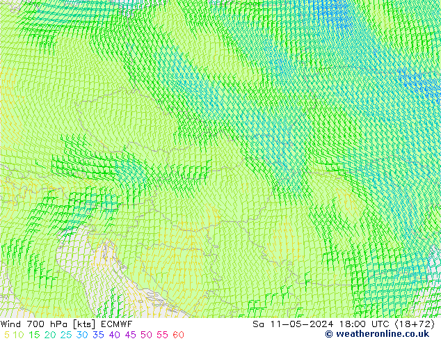 Wind 700 hPa ECMWF So 11.05.2024 18 UTC