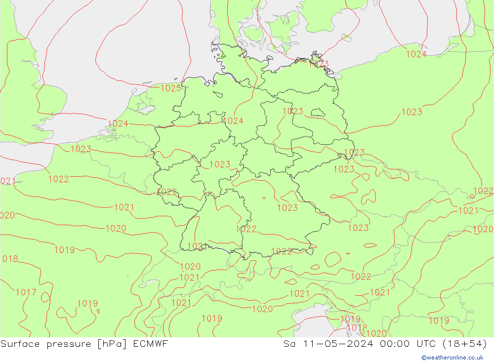 Luchtdruk (Grond) ECMWF za 11.05.2024 00 UTC