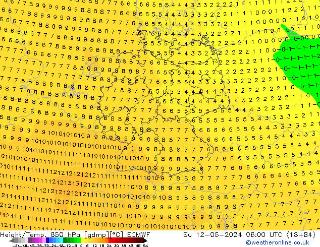 Z500/Rain (+SLP)/Z850 ECMWF Su 12.05.2024 06 UTC