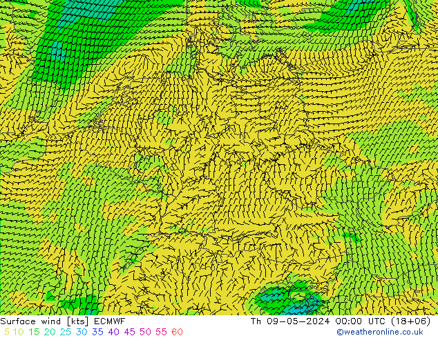 Bodenwind ECMWF Do 09.05.2024 00 UTC