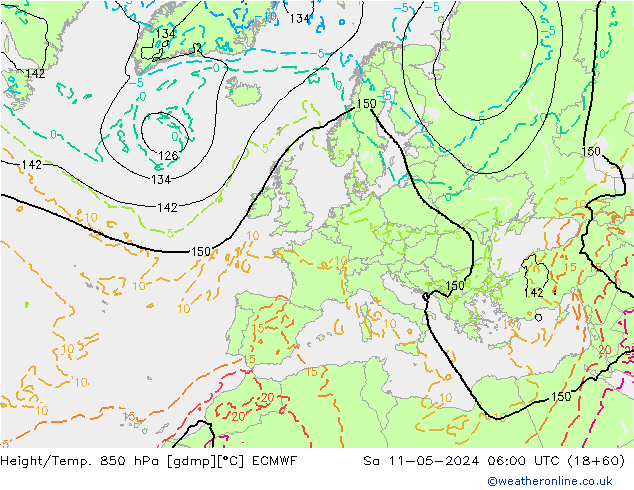 Z500/Regen(+SLP)/Z850 ECMWF za 11.05.2024 06 UTC