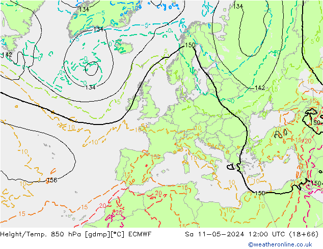 Height/Temp. 850 hPa ECMWF  11.05.2024 12 UTC
