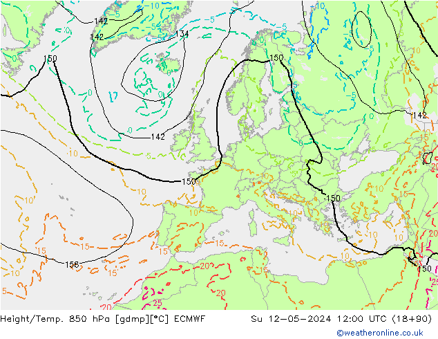 Height/Temp. 850 hPa ECMWF Dom 12.05.2024 12 UTC