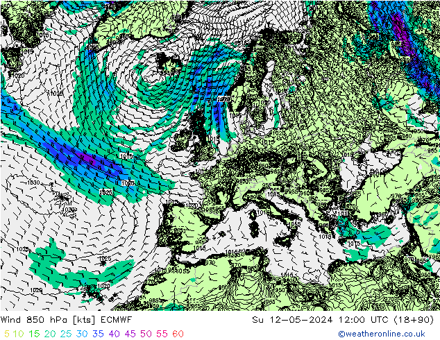 Wind 850 hPa ECMWF So 12.05.2024 12 UTC