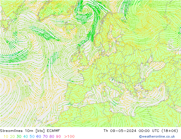 风 10m ECMWF 星期四 09.05.2024 00 UTC