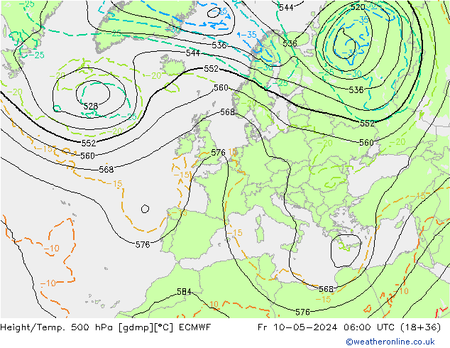 Z500/Rain (+SLP)/Z850 ECMWF  10.05.2024 06 UTC