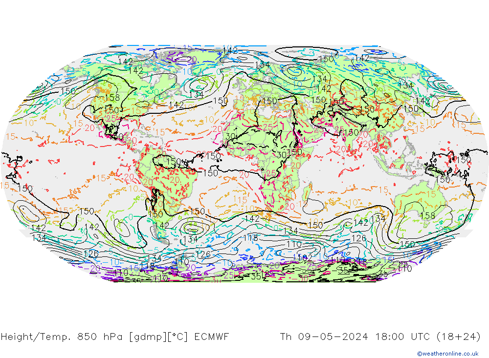 Z500/Rain (+SLP)/Z850 ECMWF 星期四 09.05.2024 18 UTC